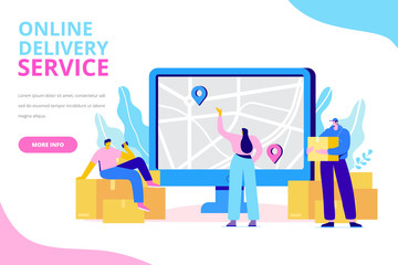 Online delivery service concept. Online order tracking. Flat  illustration concept for digital marketing and business promotion.