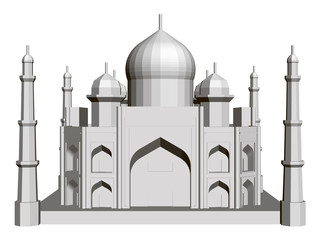 Polygonal building model of the Taj Mahal. 3D. Front view