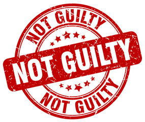 not guilty red grunge round vintage rubber stamp