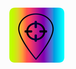 Neon icon geolocation, location, search on the map. Icon for smartphone or web site isolated