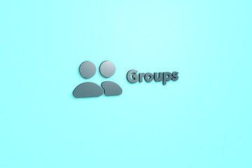 Illustration of Groups with blue text on light-blue background