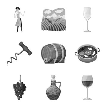 Isolated object of stamp and restaurant symbol. Collection of stamp and vineyard vector icon for stock.