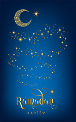 Fototapeta na wymiar Vector Ramadan illustration with moon and stars