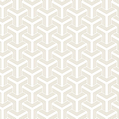 Abstract geometric patterns, rhombuses. A seamless vector background. White and gold texture.