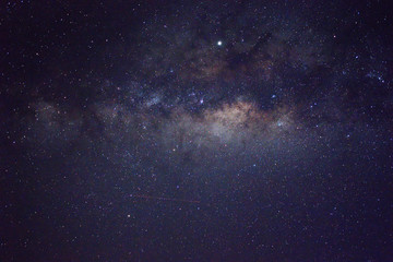 Naklejka na ściany i meble Clearly milky way galaxy rising in Borneo Asia, background of beautiful milky way. Long exposure photograph with grain. Image contain certain grain or noise and soft focus.