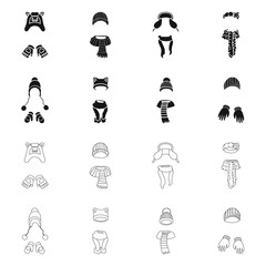 Obraz premium Vector illustration of clothes and texture icon. Set of clothes and weather stock symbol for web.