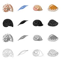Vector illustration of animal and decoration logo. Set of animal and ocean stock symbol for web.