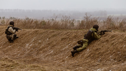 Russian counter-terrorist unit on the battlefield