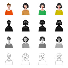Isolated object of hairstyle and profession  logo. Collection of hairstyle and character  stock symbol for web.