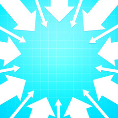 White Arrows pointing to centre