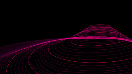 aesthetic curved circles on black background. 3D rendering.