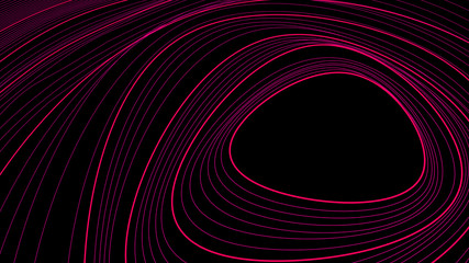 aesthetic curved circles on black background. 3D rendering.