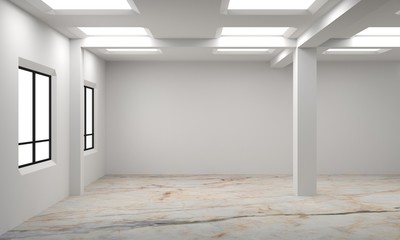 Idea of a white empty scandinavian room interior.  Background interior. Home nordic interior. 3D illustration