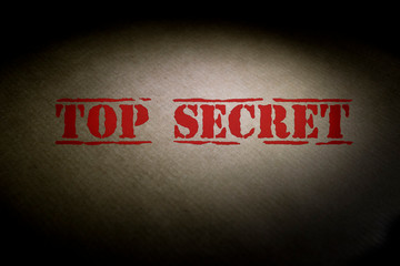 Top secret title on a brown envelope