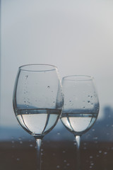 Obraz premium two glasses of white wine