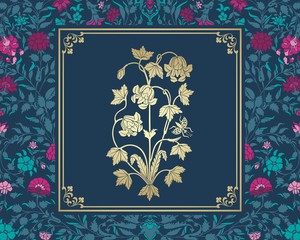 Naklejka premium wedding card design, paisley floral pattern , India 