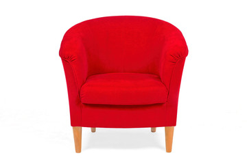 Red velvet armchair.
