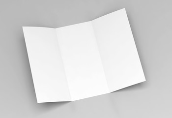 Blank white fold brochure for mock up template design