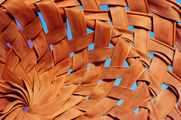 Obraz premium Beautiful Wooden Pattern. Abstract Wooden Backgrounds Textures.Cropped Shot Of A Basket. Bamboo Hat Close Up