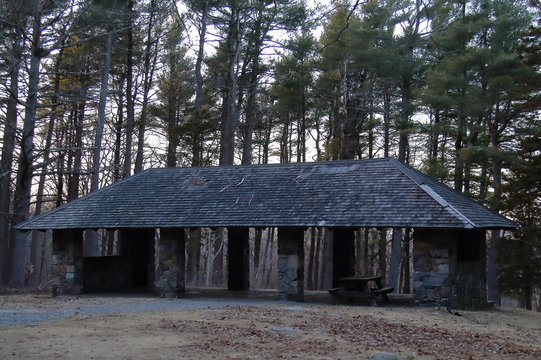 A Shed By The Chickatawbut Observation Tower At The Top Of The Hill In The Blue Hills Reservation.