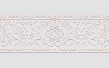Arabic arabesque design greeting card for Ramadan Kareem,Islamic ornamental monochrome detail of mosaic,vector illustration.
