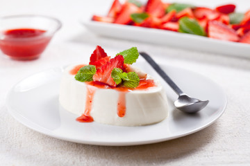 Homemade Panna Cotta With Strawberries