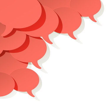 Chat speech bubbles vector ellipse Coral color on a white background in the corner