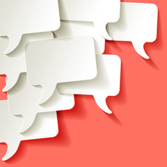 Chat speech bubbles vector white on a Coral color background in the corner - obrazy, fototapety, plakaty