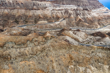 Aerial photo of summer road in Gran Canaria island 