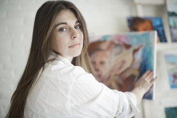 Search for inspiration, muse artist girl paint