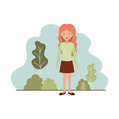 young woman with landscape avatar character