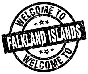 welcome to Falkland Islands black stamp