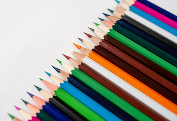 Colored pencils on a white background, with space for your text, blank for banner