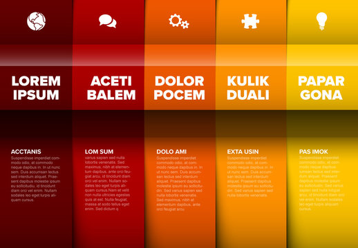Infographic with Overlapping Red, Orange, and Yellow Columns