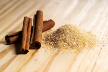 Brown sugar  with cinnamon sticks