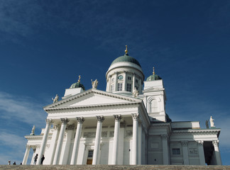 Fototapeta na wymiar Helsinki Cathedral and Senate Square, The Most Popular landscapes and sightseeing places in Helsinki, Finland