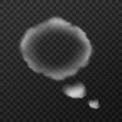 Vector design of smoky clouds isolated on transparent background. Sign of thinking mind