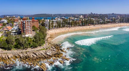 Poster Aerial panorama of Manly beach in Sydney, NSW, Australia © Michael Evans
