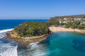Overhead view of Shelly beach in Manly, Sydney, Australia on a hot summer's afternoon