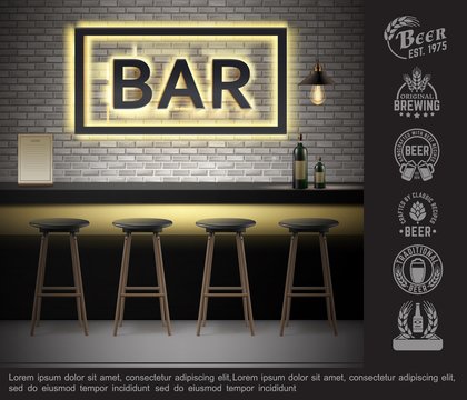 Realistic Bar Interior Template