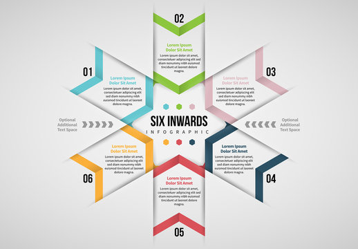 Six Inwards Hexagon Pillars Infographic