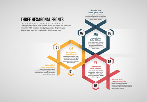Three Hexagonal Front Infographic
