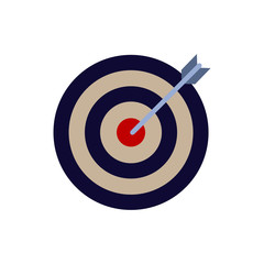 Bow, center, focus, target icon. Vector illustration, flat design.