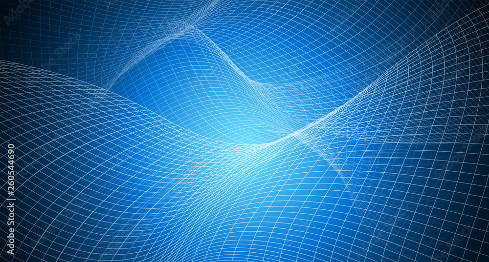 Wall mural copy space with abstract background irregular grid, mesh pattern on blue light,geometric and line,te