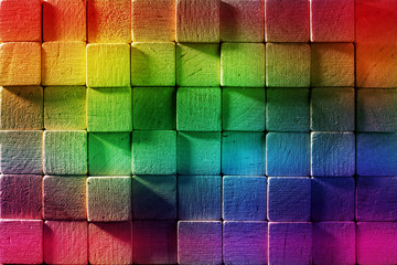 background of colored wooden squares