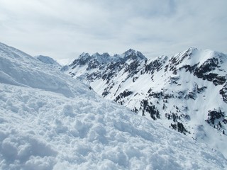 Fototapeta na wymiar snow winter skiing season in kuhtai