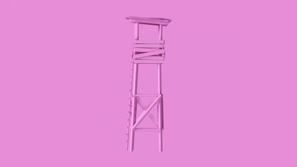 Pink Old Rickety Watch Tower with Ladder Side 3d illustration 
