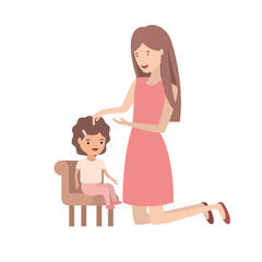 woman with baby sitting on chair avatar character