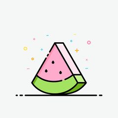 Watermelon slide icon pastel color in flat line style for decorated in summer poster and social media banner.