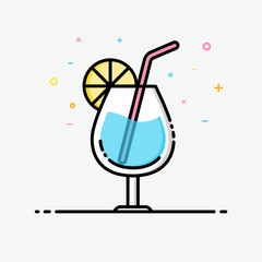 Drink icon in  flat line style for decorated in summer poster and social media banner. Blue hawaii vector icon.
